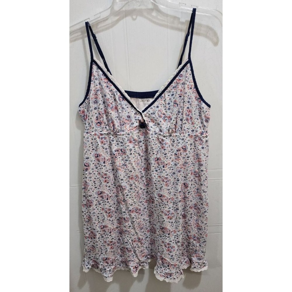 Tommy Hilfiger Womens Sleepwear Sleeveless Pajama Dress Cotton Blend Floral Sz L